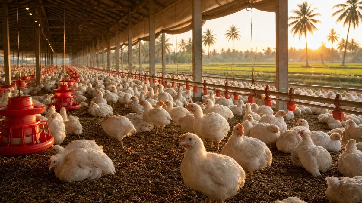 Gà thịt trong chuồng hở ở Đông Nam Á